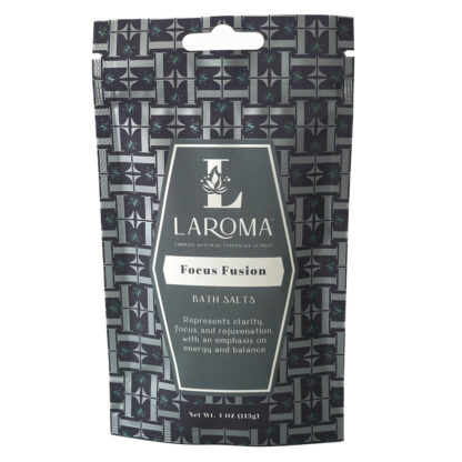 A black and gray patterned bag of Dream Haven Bath Salts (CBD Isolates), featuring the brand logo and text highlighting clarity, focus, rejuvenation, energy, and balance. Net weight: 4 oz (113g).