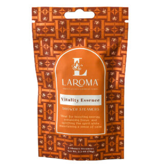 A package of Dream Haven Shower Steamers (CBD Isolates) with an orange and brown pattern, described as enhancing energy, focus, and uplifting the spirit.